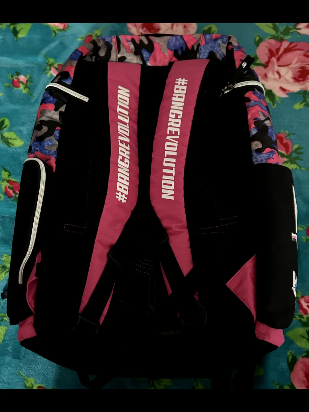 Bang Revolution Graphic Backpack - Pink & Blue Camo